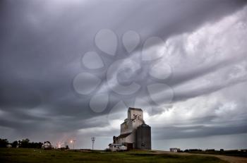 Storm Clouds Saskatchewan grain elevator and lightning
