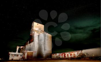 Night Photo Grain Elevator stars in Saskatchewan Canada