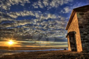 Stone House Sunset in saskatchewan Canada Abandoned