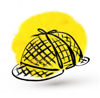 Detective hat. Vector sketch. Isolated.