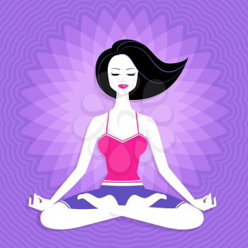 Young woman. Meditation. Vector illustration.