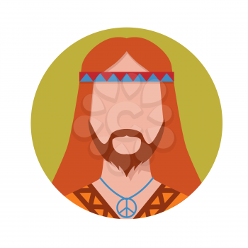 Hippie male avatar. Vector illustration.
