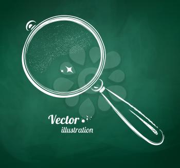 Chalkboard drawing of magnifying glass. Vector illustration. Isolated.