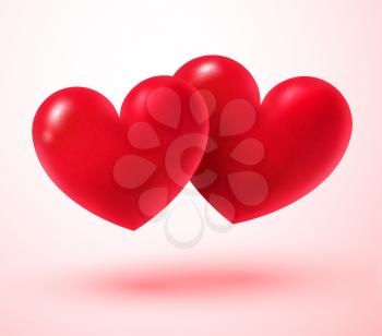Two Valentine hearts. Vector illustration. Isolated.