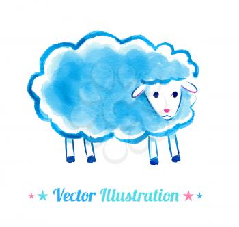 Cute watercolor sheep. Vector illustration. Isolated.