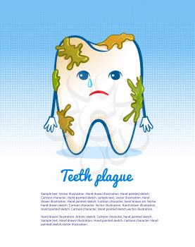 Cute aching tooth character. Vector illustration. Isolated.