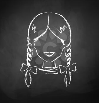 Chalkboard drawing of female avatar. Vector illustration.