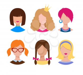 Female avatars. Vector set.