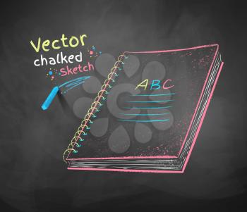 Color vector chalk drawing of school notebook.
