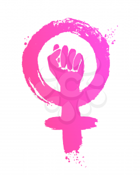 Grunge hand drawn vector illustration of Feminism symbol isolated on white background.