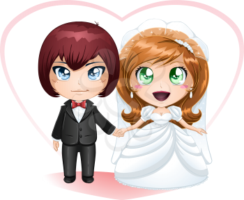 Royalty Free Clipart Image of Newlyweds