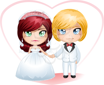 Royalty Free Clipart Image of a Newlyweds