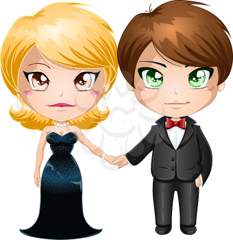 Royalty Free Clipart Image of a Couple in Evening Wear