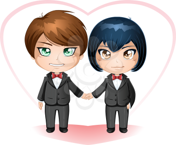 Royalty Free Clipart Image of a Same Sex Marriage