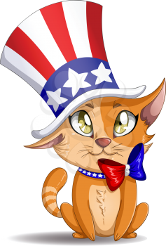 Royalty Free Clipart Image of a Fourth of July Cat