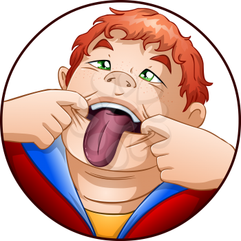 Royalty Free Clipart Image of a Boy Sticking his Tongue Out