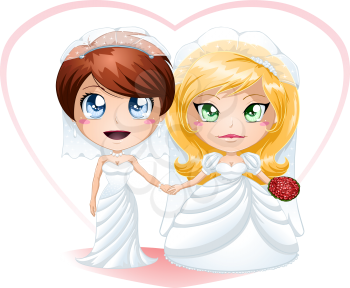 Royalty Free Clipart Image of a Same Sex Marriage