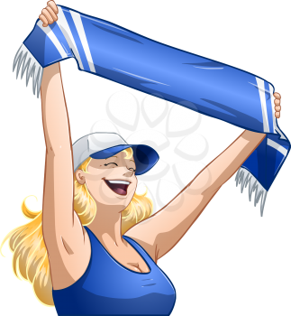 Royalty Free Clipart Image of a Sports Fan Cheering