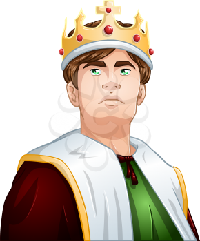 Royalty Free Clipart Image of a Young Proud King