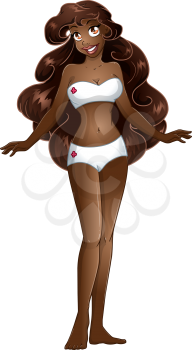 Vector illustration of an african woman in white underwear.