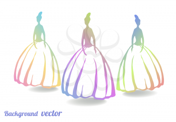 Silhouette of the girl in a beautiful evening dress, stylized to flower. Vector illustration. Eps10.