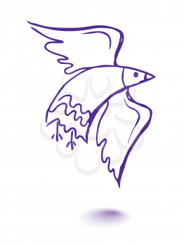 Vector graphic, artistic, stylized image of dove of peace