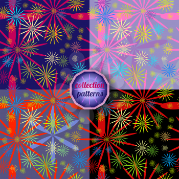 Set of Vector graphics, artistic, stylized  seamless pattern with the image of stars.
