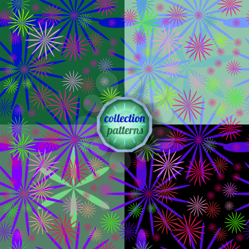 Set of Vector graphics, artistic, stylized  seamless pattern with the image of stars.