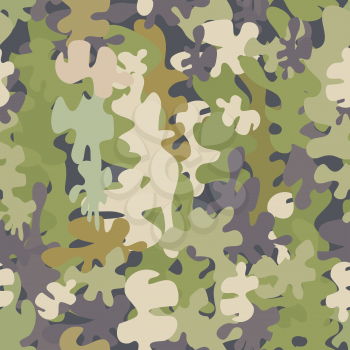 Vector graphics, artistic, stylized  seamless pattern with the image camouflage. Pattern can be used for fabric design, wallpaper, wrapping papers.