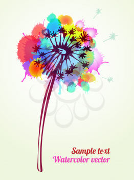 Vector graphic, artistic, Stylized image of a flower on a background of ink droplets. The composition can be used to design T-shirt, clothes, dishes, advertising, business cards, greeting cards, invit