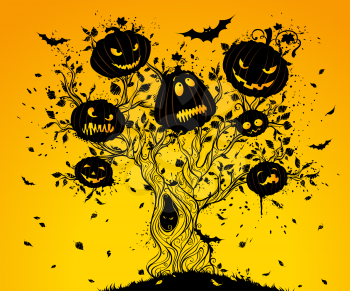 Royalty Free Clipart Image of a Halloween Tree
