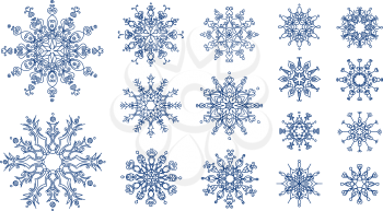 16 blue various snowflakes for your Christmas design.