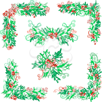 Vector Christmas design elements isolated on white background. Can be used for your Christmas invitations or congratulations.