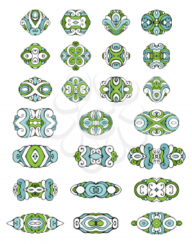 Vintage geometric ornaments and symbols. Isolated on white background. 