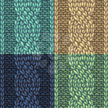 Vector left-twisting rope cable (C6F) seamless pattern. Knitting texture. Boundless background can be used for web page backgrounds.
