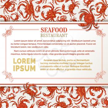 Seafood menu template. There is place on white horizontal paper for your text.