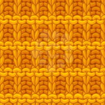 Hand-drawn wollen cloth boundless background. High detailed yellow cotton hand-knitted fabric material.