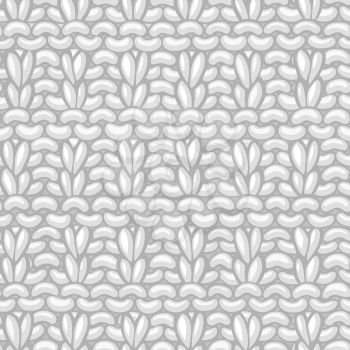 Hand-knitted boundless background. High detailed knitting fabric material. Hand-drawn white cotton knitwear.