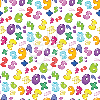 Seamless pattern of bubble numbers and math signs