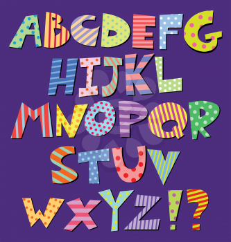 Colorful patterns comic alphabet