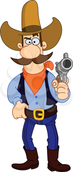 Cartoon cowboy holding his gun