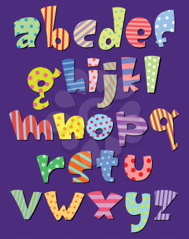 Colorful lower case pattern alphabet