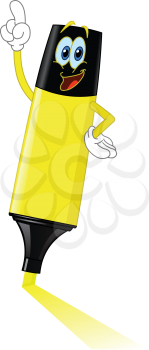 Cartoon highlighter pointing with his finger