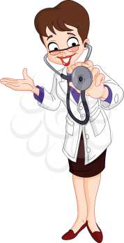 Smiley female doctor with a stethoscope