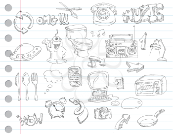 Notebook paper doodles. Set number 2