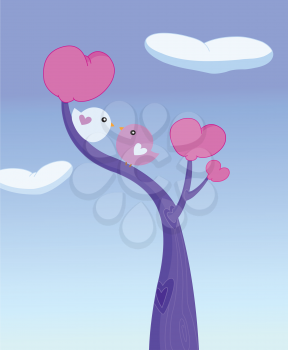 Two love birds on tree