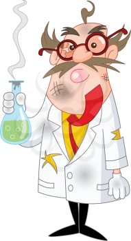 Cartoon scientist after a failed experiment
