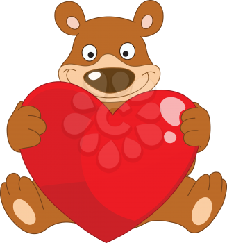 Smiley bear holding a heart