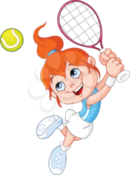 Young girl playing tennis