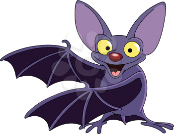 Cartoon bat presenting with his wings